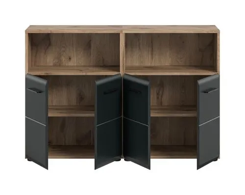 Bad Kommode Ice 3a | 2-teilig | Nox Oak / schwarz matt