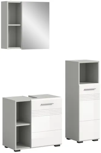 Bad Set Copa 1 | 3-teilig | hellgrau / weiß Hochglanz ohne Aufsatzleuchte