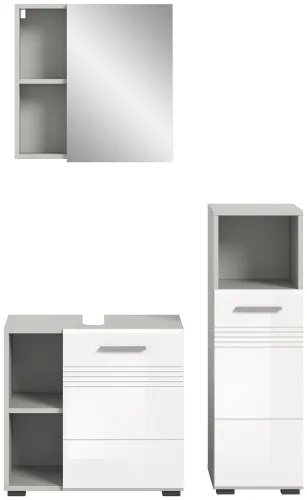 Bad Set Copa 1 | 3-teilig | hellgrau / weiß Hochglanz ohne Aufsatzleuchte