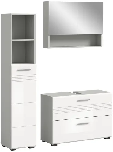 Bad Set Copa 2 | 3-teilig | hellgrau / weiß Hochglanz