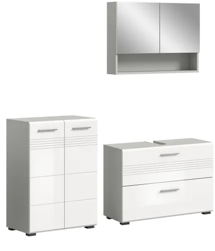 Bad Set Copa 3 | 3-teilig | hellgrau / weiß Hochglanz