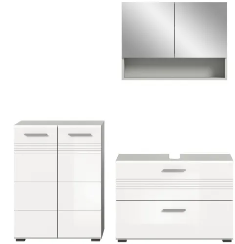 Bad Set Copa 3 | 3-teilig | hellgrau / weiß Hochglanz