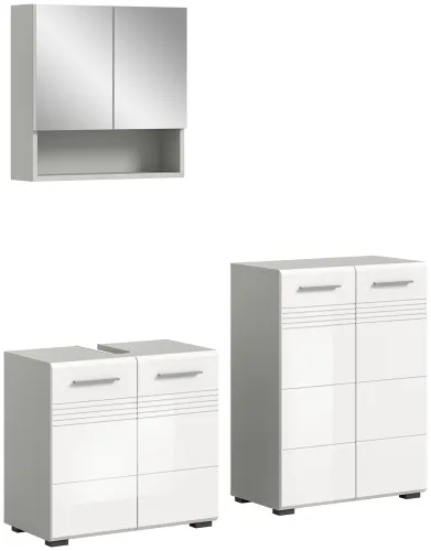 Bad Set Copa | 3-teilig | hellgrau / weiß Hochglanz ohne Aufsatzleuchte