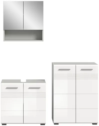 Bad Set Copa | 3-teilig | hellgrau / weiß Hochglanz ohne Aufsatzleuchte