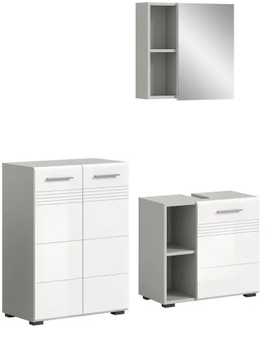 Bad Set Copa 4 | 3-teilig | hellgrau / weiß Hochglanz ohne Aufsatzleuchte