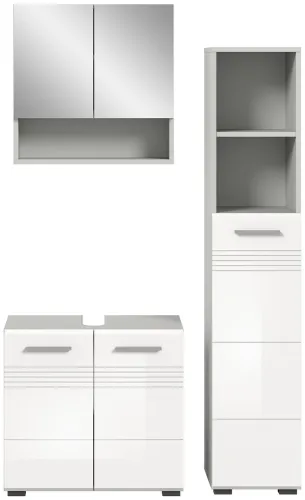 Bad Set Copa 5 | 3-teilig | hellgrau / weiß Hochglanz ohne Aufsatzleuchte