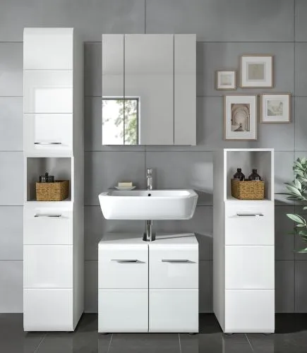 Bad Set Ice 1 | 4-teilig | weiß / weiß Hochglanz ohne Aufsatzleuchte