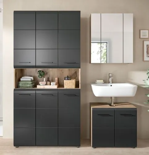 Bad Set Ice 10 | 3-teilig | Nox Oak / schwarz matt ohne