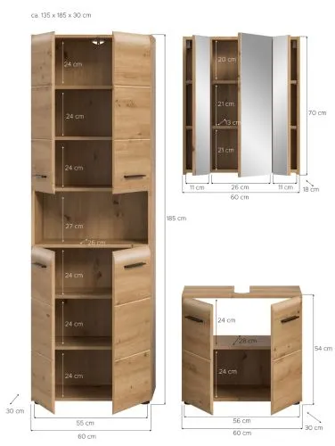 Bad Set Ice 1a | 3-teilig | Artisan Oak