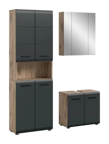 Bad Set Ice 1a | 3-teilig | Nox Oak / schwarz matt ohne