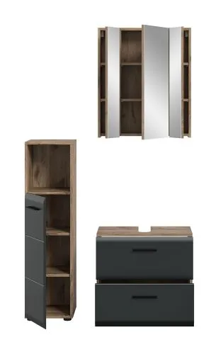 Bad Set Ice 2 | 3-teilig | Nox Oak / schwarz matt ohne