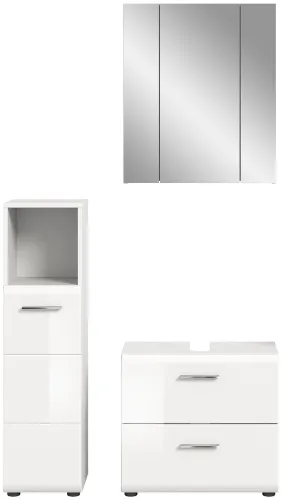 Bad Set Ice 2 | 3-teilig | weiß / weiß Hochglanz | ohne Badaufsatzleuchte