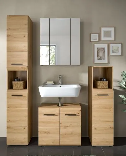 Bad Set Ice 2 | 4-teilig | Artisan Oak mit Aufsatzleuchte