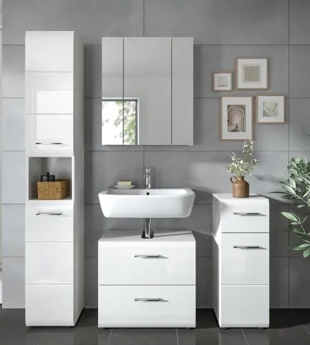 Bad Set Ice 2 | 4-teilig | weiß / weiß Hochglanz ohne Aufsatzleuchte