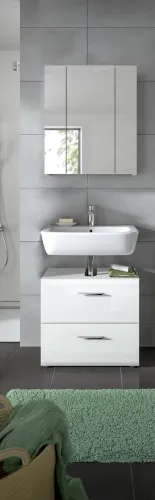 Bad Set Ice 9 | 2-teilig | weiß / weiß Hochglanz | mit Aufsatzleuchte