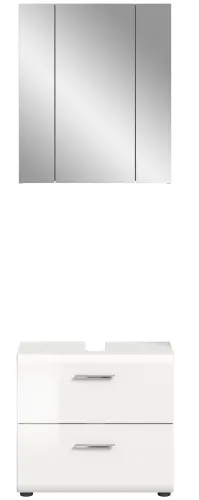 Bad Set Ice 9 | 2-teilig | weiß / weiß Hochglanz | mit Aufsatzleuchte