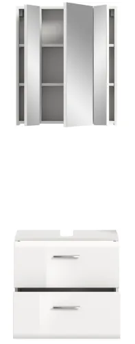 Bad Set Ice 9 | 2-teilig | weiß / weiß Hochglanz | mit Aufsatzleuchte