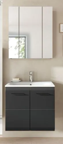 Bad Set Ice 3 | 2-teilig | Nox Oak / schwarz matt | inkl. Waschbecken