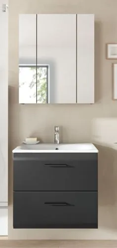 Bad Set Ice 3 | 2-teilig | Nox Oak / schwarz matt | inkl. Waschbecken