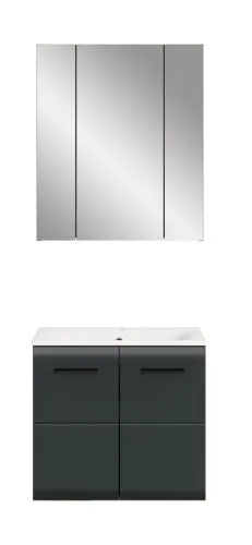 Bad Set Ice 3 | 2-teilig | Nox Oak / schwarz matt | mit Aufsatzleuchte