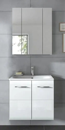 Bad Set Ice 3 | 2-teilig | weiß / weiß Hochglanz | inkl. Waschbecken ohne Aufsatzleuchte