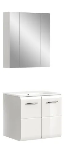 Bad Set Ice 3 | 2-teilig | weiß / weiß Hochglanz | inkl. Waschbecken ohne Aufsatzleuchte