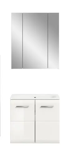 Bad Set Ice 3 | 2-teilig | weiß / weiß Hochglanz | inkl. Waschbecken ohne Aufsatzleuchte