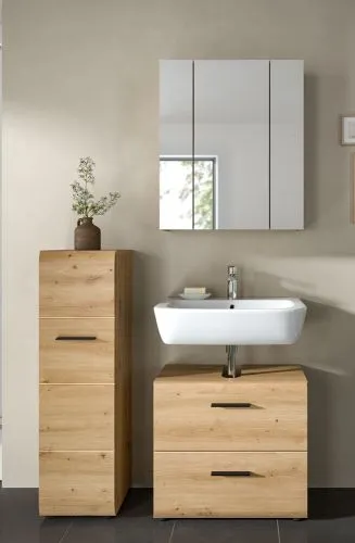 Bad Set Ice 3 | 3-teilig | Artisan Oak mit Badaufsatzleuchte