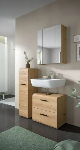 Bad Set Ice 3 | 3-teilig | Artisan Oak mit Badaufsatzleuchte