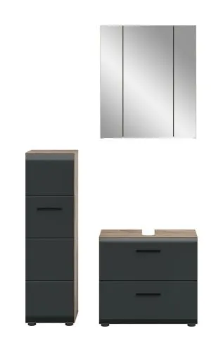 Bad Set Ice 3 | 3-teilig | Nox Oak / schwarz matt ohne