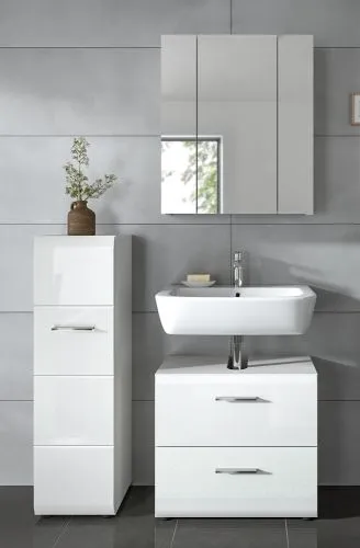 Bad Set Ice 3 | 3-teilig | weiß / weiß Hochglanz ohne Badaufsatzleuchte