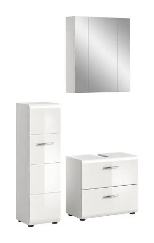 Bad Set Ice 3 | 3-teilig | weiß / weiß Hochglanz ohne Badaufsatzleuchte