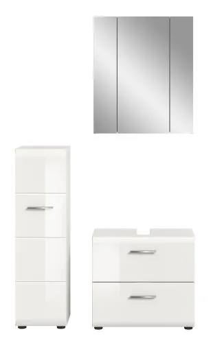 Bad Set Ice 3 | 3-teilig | weiß / weiß Hochglanz ohne Badaufsatzleuchte