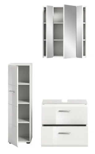 Bad Set Ice 3 | 3-teilig | weiß / weiß Hochglanz ohne Badaufsatzleuchte