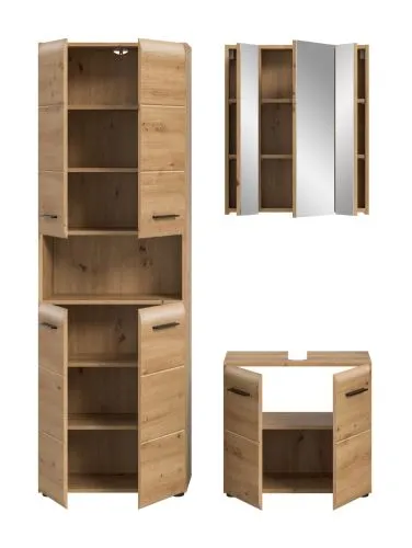 Bad Set Ice | 3-teilig | Artisan Oak mit Badaufsatzleuchte 1