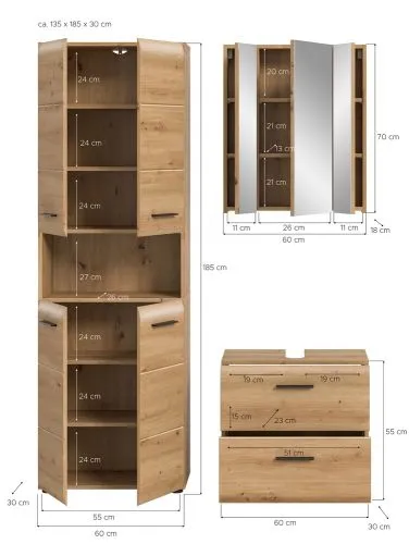 Bad Set Ice | 3-teilig | Artisan Oak ohne