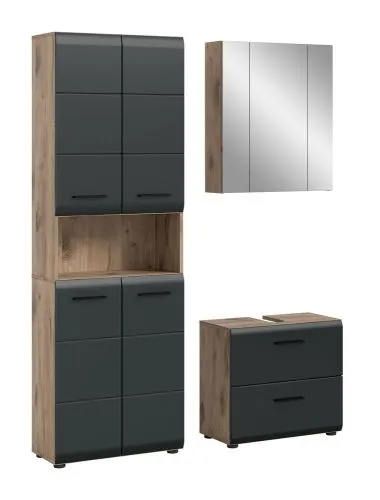 Bad Set Ice | 3-teilig | Nox Oak / schwarz matt ohne