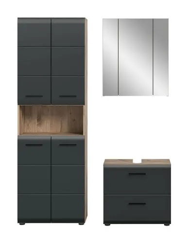 Bad Set Ice | 3-teilig | Nox Oak / schwarz matt ohne