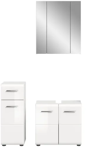 Bad Set Ice 5 | 3-teilig | weiß / weiß Hochglanz | ohne Aufsatzleuchte