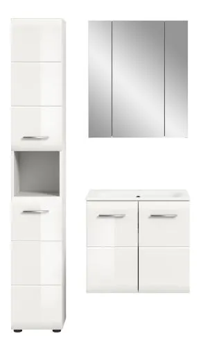Bad Set Ice 4 | 3-teilig | weiß / weiß Hochglanz ohne Badaufsatzleuchte