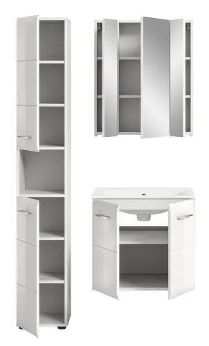 Bad Set Ice 4 | 3-teilig | weiß / weiß Hochglanz ohne Badaufsatzleuchte