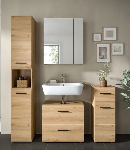 Bad Set Ice | 4-teilig | Artisan Oak mit Aufsatzleuchte