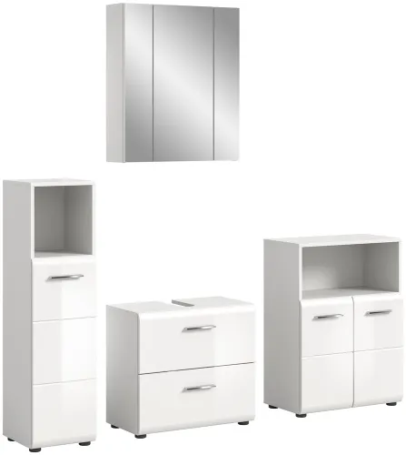 Bad Set Ice 7 | 4-teilig | weiß / weiß Hochglanz | ohne Aufsatzleuchte