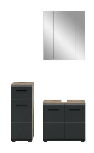 Bad Set Ice 5 | 3-teilig | Nox Oak / schwarz matt ohne