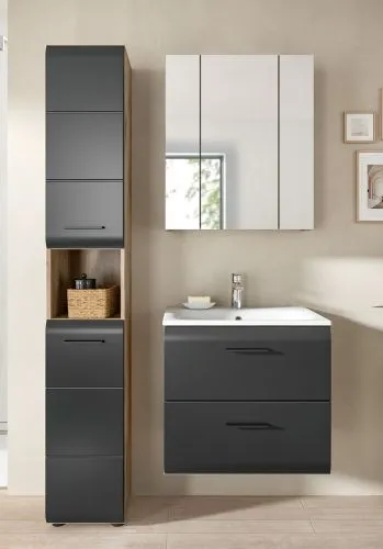 Bad Set Ice 5 | 3-teilig | Nox Oak / schwarz matt ohne