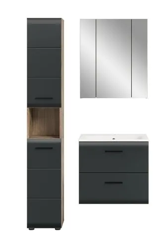 Bad Set Ice 5 | 3-teilig | Nox Oak / schwarz matt ohne