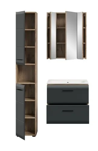Bad Set Ice 5 | 3-teilig | Nox Oak / schwarz matt ohne