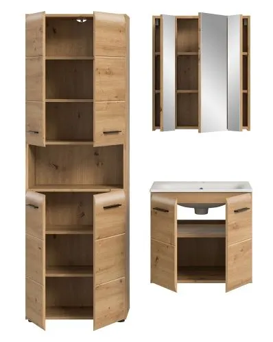 Bad Set Ice 6 | 3-teilig | Artisan Oak mit Badaufsatzleuchte