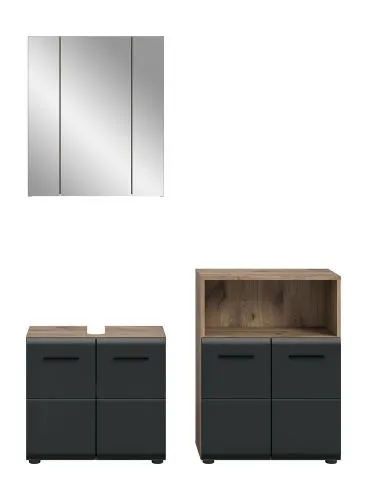 Bad Set Ice 6 | 3-teilig | Nox Oak / schwarz matt ohne
