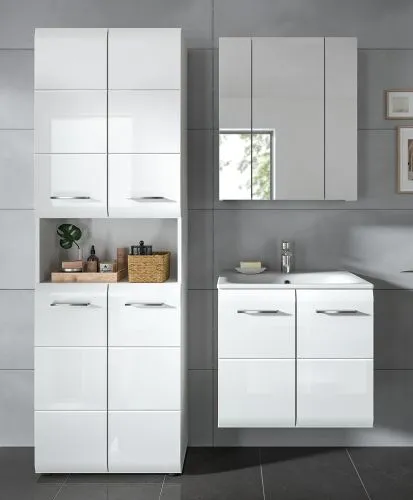 Bad Set Ice 6 | 3-teilig | weiß / weiß Hochglanz ohne Badaufsatzleuchte